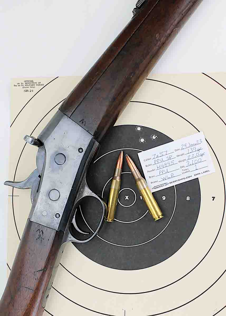 This .75-inch group shows the old rifle is still capable of good accuracy with low-pressure loads.